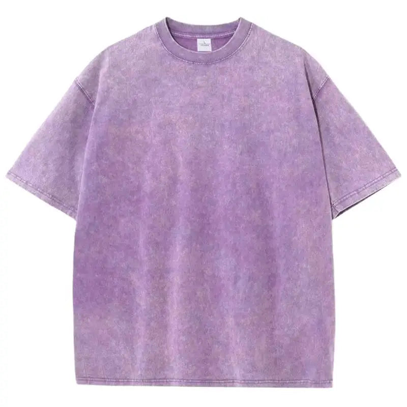 Damski Top T-shirt z Okrągłym Dekoltem Krótkim Rękawem i Efektem Sprania