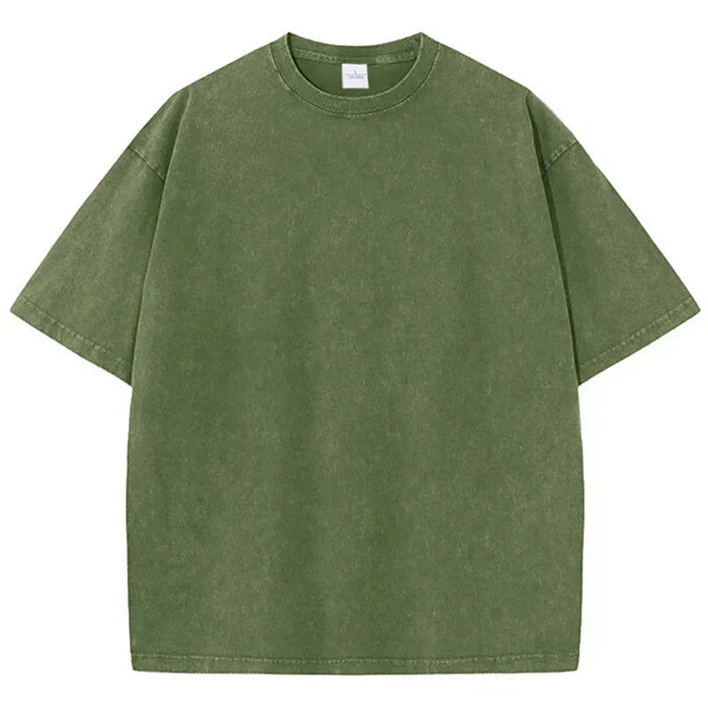 Damski Top T-shirt z Okrągłym Dekoltem Krótkim Rękawem i Efektem Sprania
