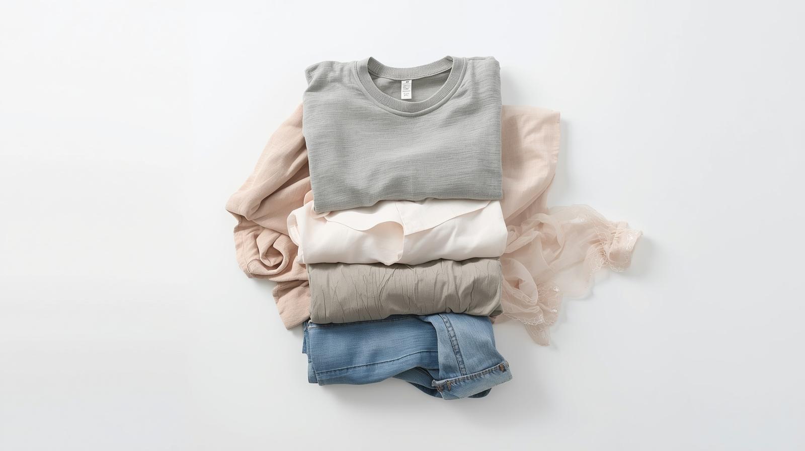 ubrania_damskie_poskładane_na_białym_tle